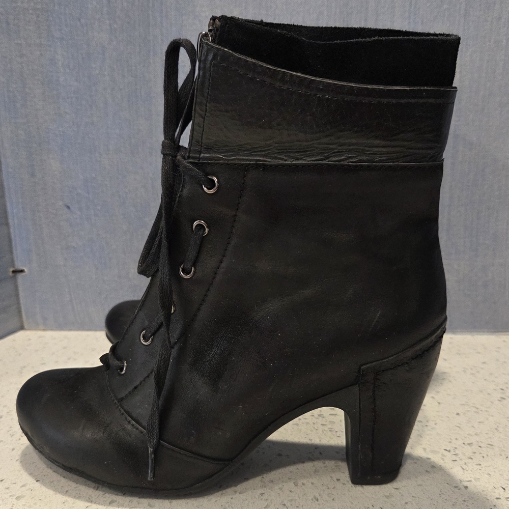 Miz Mooz Black Leather Reese Ankle Boots